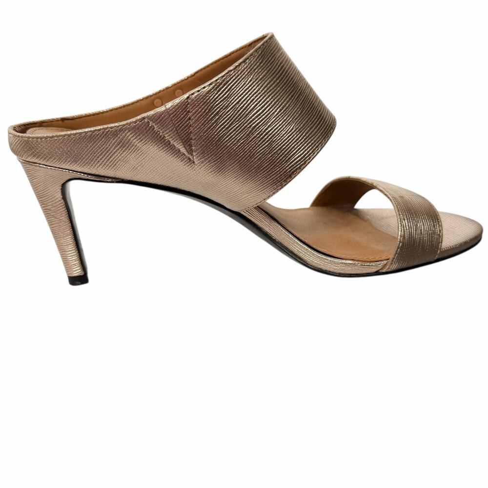 Calvin Klein Gold Metallic Mule Heels‎ Open Toe Slip On 5.5 - Picture 4 of 11